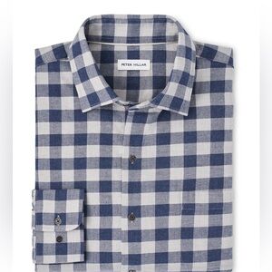 Peter Millar Men's Classic Fit Navy Delta Cotton Sport Shirt - L